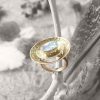 Sea Shell Ring Golden Brass Hamered Unique Colorful Ornament RSABB06