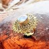 Sea Shell Ring Golden Brass Hamered Unique Colorful Ornament RSABB07