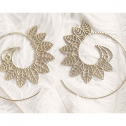 Dangle Drop Earrings Golden Brass Unique Leaf Design ERHZ15