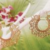 Dangle Drop Earrings Unique Design Golden Brass Hoops ERBS32