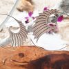 Silver Spiral Earrings Angel Wings Unique Boho Ornament ERHZ14
