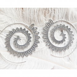 Spiral Earring Unique Tribal Silver colored Hoops ERHZ18