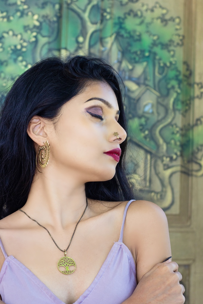 Spiral Earrings Gold Dangle Drop Tribal Brass Hoops ERHZ17