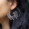 Spiral Tribal Silver Color Hook Earrings Dangle Drop Hoops ERBS50