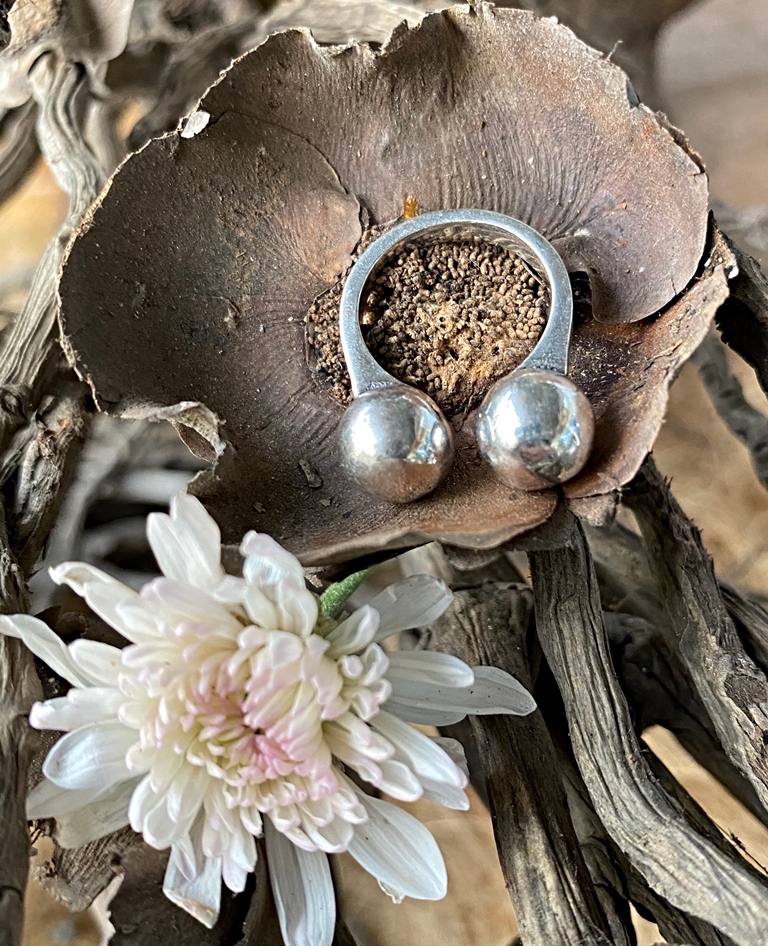 Unique Statement Rings Silver Metal Balls - Image 7