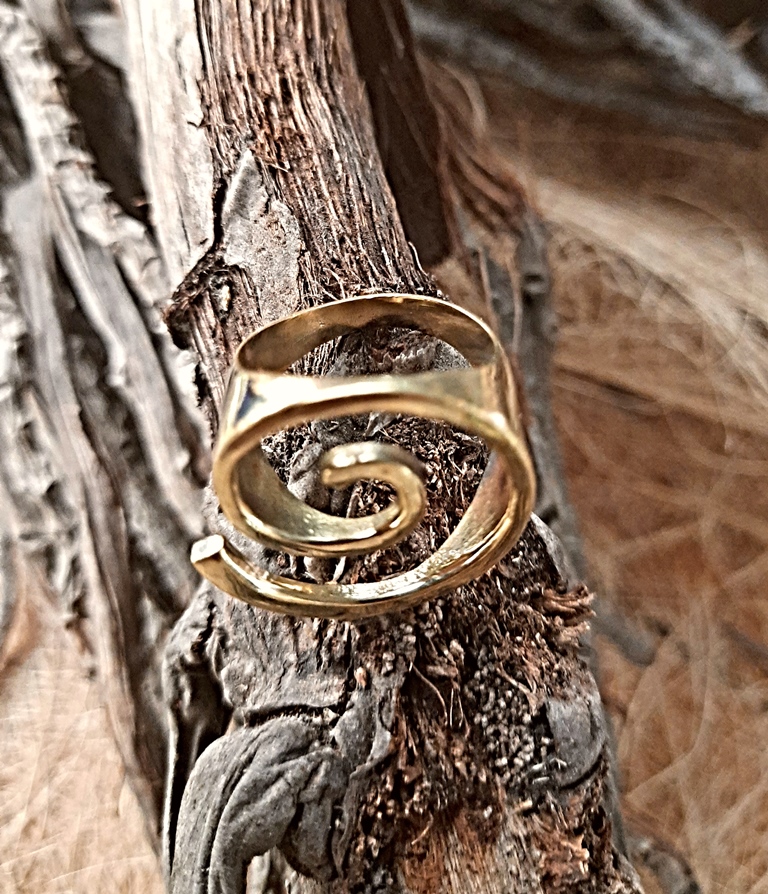 Gold Spiral Ring Unique Brass Statement Ornament