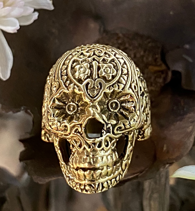 Skull Brass Tribal Ring Unisex Biker Punk Gothic