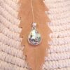 CocoRoots abalone teardrop pendant, blue green shell in 92.5 silver