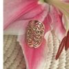 Brass lotus mandala ring on pink lily, handcrafted tribal ring by CocoRoots