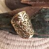 Brass lotus mandala ring on pink lily, handcrafted tribal ring by CocoRoots