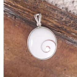 Shiva Eye shell pendant in 92.5 sterling silver, 3.5 x 2 cm, PABSL04 by CocoRoots