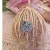 Silver lotus pendant 92.5 sterling with abalone shell, 2.5 x 2 cm, by CocoRoots