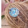 Silver lotus pendant 92.5 sterling with abalone shell, 2.5 x 2 cm, by CocoRoots