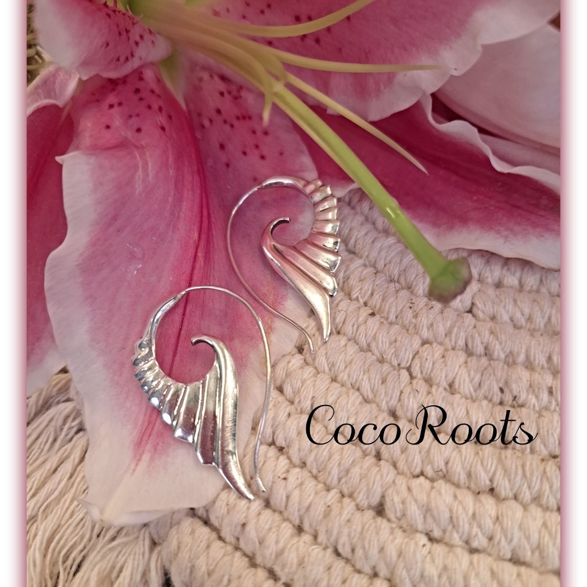 Silver wings earrings 92.5 sterling, unique dangle drop pair, 4 x 2.5 cm by CocoRoots
